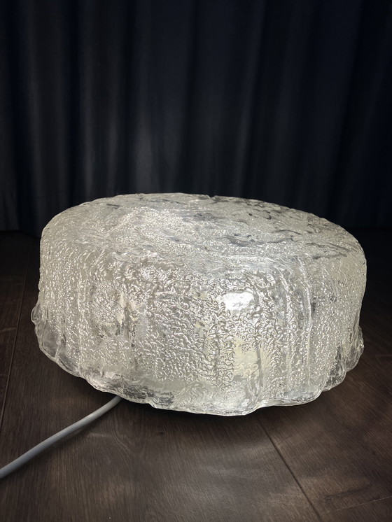 Image 1 of Glashütte Limburg Vintage Ice Glass Plafoniere Space Age