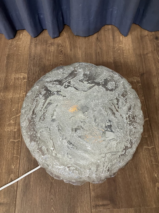 Image 1 of Glashütte Limburg Vintage Ice Glass Plafoniere Space Age