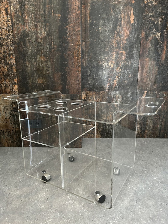 Image 1 of Midcentury plexiglas drank trolley