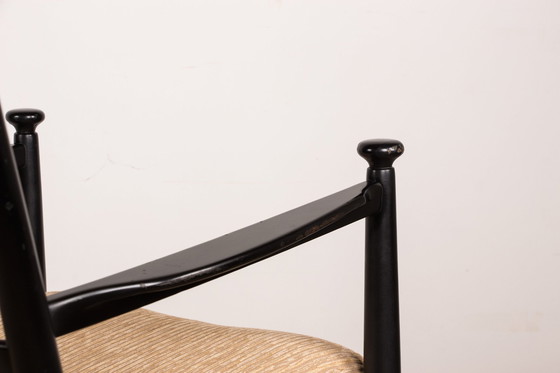 Image 1 of Een schommelstoel in gelakt teakhout en stof Model 218 van Thomas Harlev voor Farstrup Savvaek 1960.