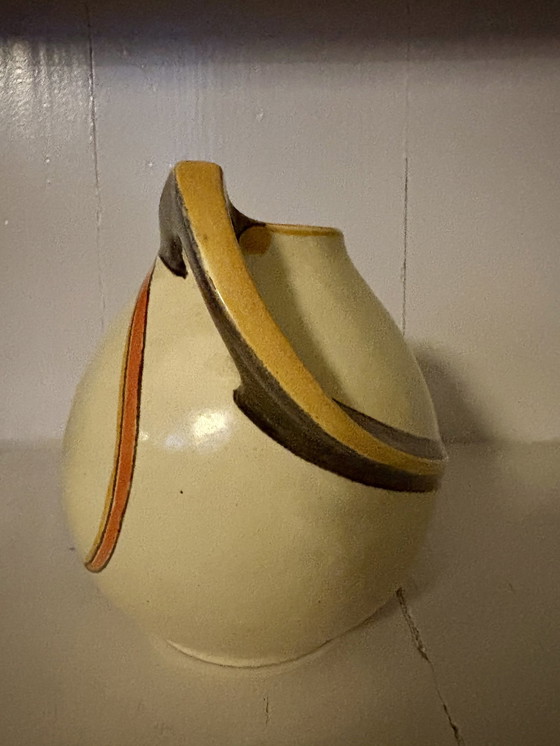 Image 1 of Kennemer Velsen Art Deco Gedecoreerde Aardewerk Kan