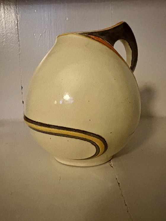 Image 1 of Kennemer Velsen Art Deco Gedecoreerde Aardewerk Kan