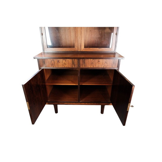 Image 1 of Vintage glazen vitrinekast in rozenhout, jaren 1960