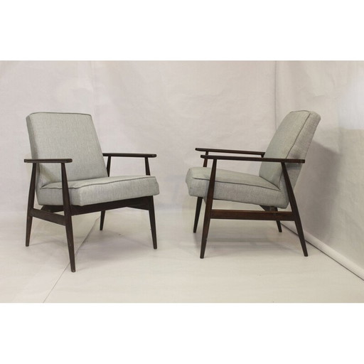 Paar 300-190 vintage fauteuils in grijs gevlekte stof van Henryk Lis, 1970