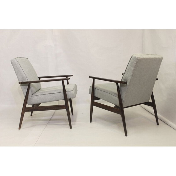Image 1 of Paar 300-190 vintage fauteuils in grijs gevlekte stof van Henryk Lis, 1970