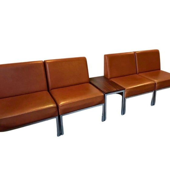 Image 1 of Elementenbank Chrome / Skai / Cognac - 4 Modules Incl. 3 Tafels 