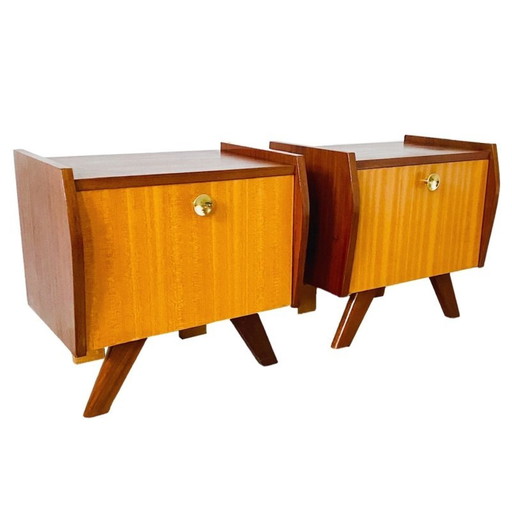 Vintage mid-century deens design nachtkastjes teak 1960's