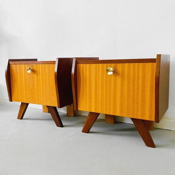 Image 1 of Vintage mid-century deens design nachtkastjes teak 1960's