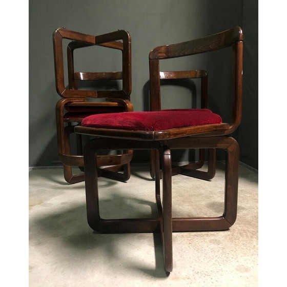 Image 1 of Set van 4 vintage eetkamerstoelen, Italië 1960