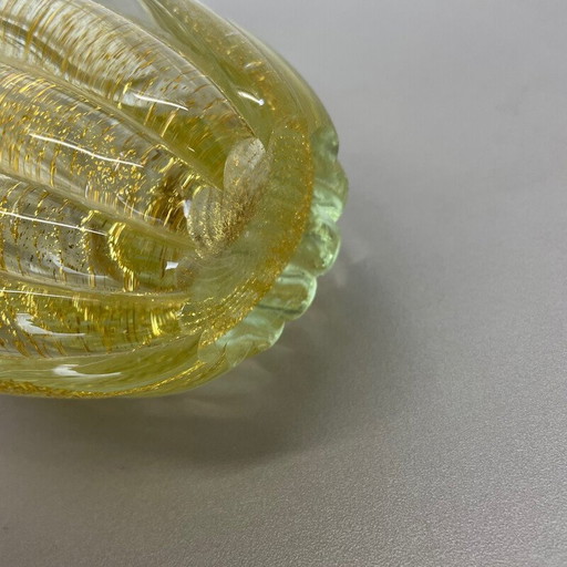 Vintage Murano glazen vaas Cordonato d'oro van Barovier en Toso, Italië 1970