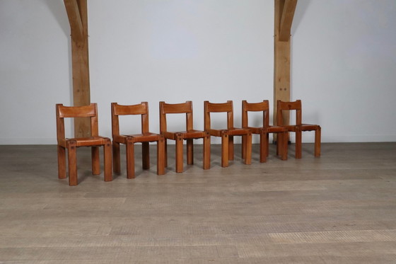 Image 1 of Set van 6 Pierre Chapo S11 eetkamerstoelen, Frankrijk, 1960