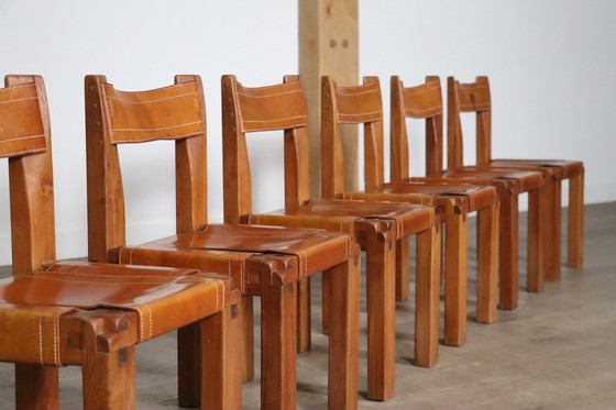 Image 1 of Set van 6 Pierre Chapo S11 eetkamerstoelen, Frankrijk, 1960