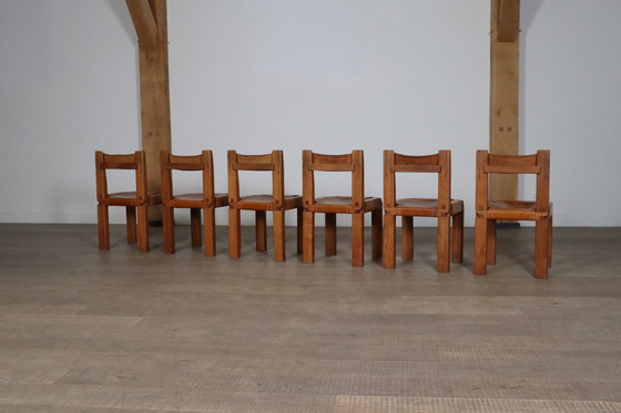 Image 1 of Set van 6 Pierre Chapo S11 eetkamerstoelen, Frankrijk, 1960