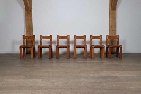 Image 1 of Set van 6 Pierre Chapo S11 eetkamerstoelen, Frankrijk, 1960