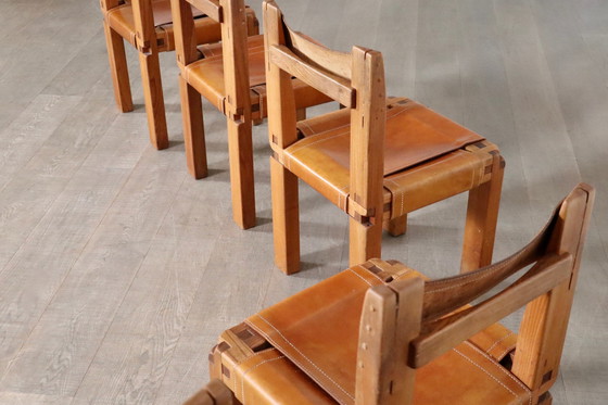 Image 1 of Set van 6 Pierre Chapo S11 eetkamerstoelen, Frankrijk, 1960