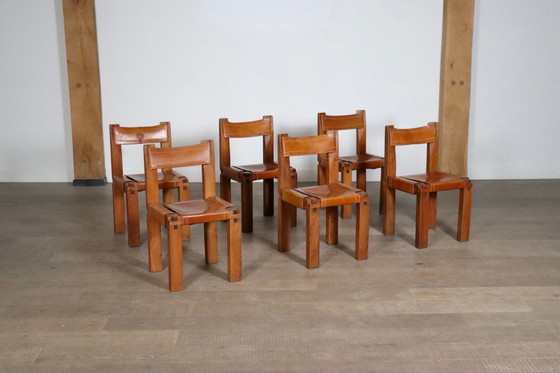 Image 1 of Set van 6 Pierre Chapo S11 eetkamerstoelen, Frankrijk, 1960