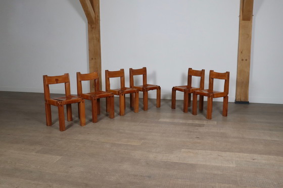 Image 1 of Set van 6 Pierre Chapo S11 eetkamerstoelen, Frankrijk, 1960