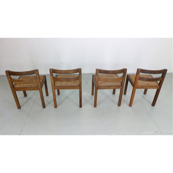 Image 1 of Set van 4 vintage rotan en wengé stoelen van Martin Visser, Nederland 1960