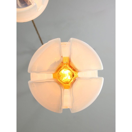Image 1 of Paar vintage hanglampen van chroom en glas