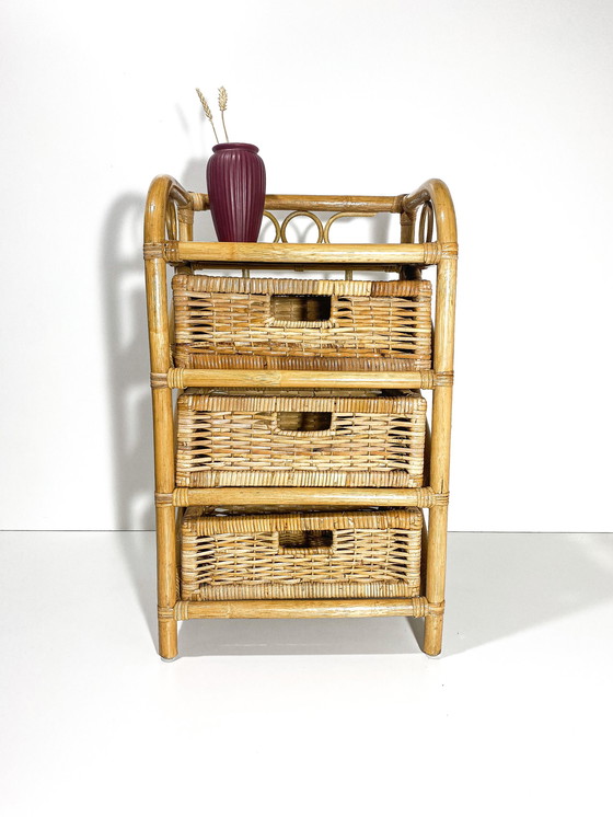 Image 1 of Vintage Rotan nachtkastje