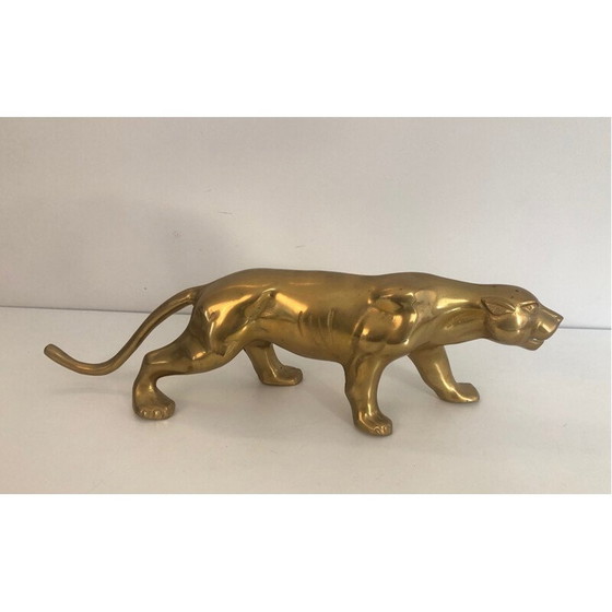 Image 1 of Vintage messing tijger sculptuur, 1970