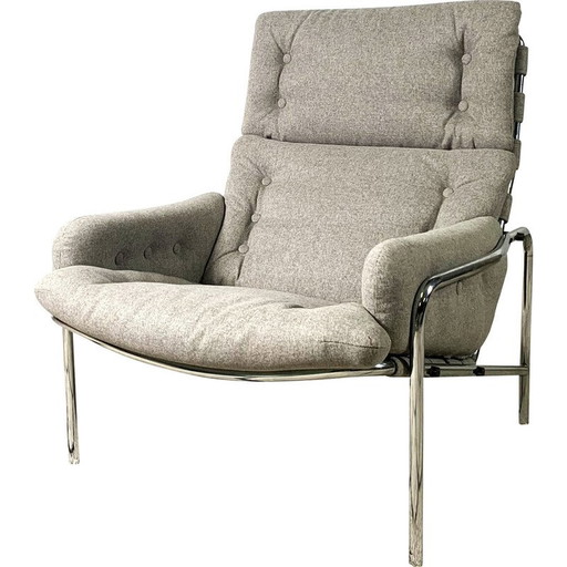Vintage "Nagoya SZ09" fauteuil in zwarte stof van Martin Visser voor T Spectrum, Nederland 1960
