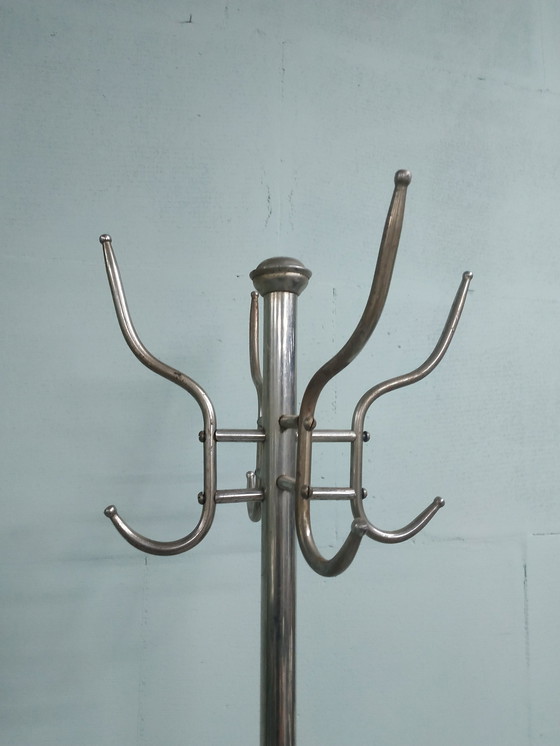 Image 1 of Vintage Tripod Industriële Metalen Chroom Kapstok