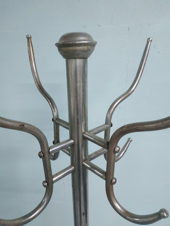 Image 1 of Vintage Tripod Industriële Metalen Chroom Kapstok