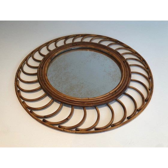 Image 1 of Vintage rotan spiegel, 1970