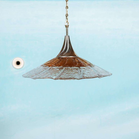 Image 1 of Midmod glazen hanglamp Orrefors, 60s Japandi glass pendant