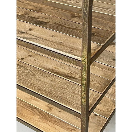 Image 1 of Vintage plank van metaal en hout, Tsjecho-Slowakije