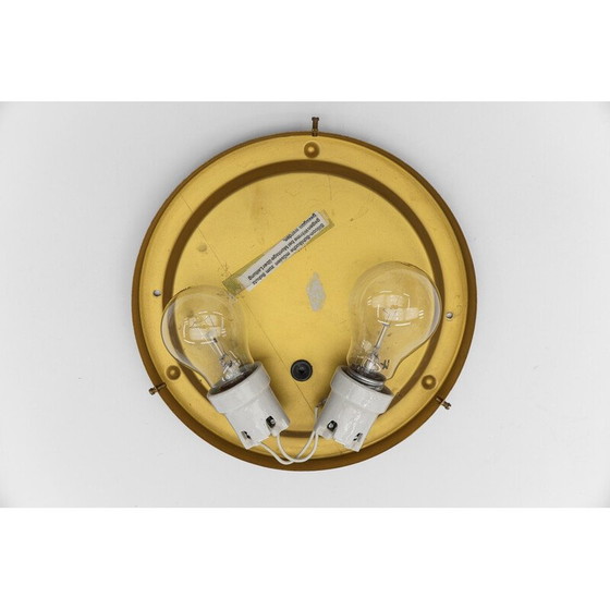 Image 1 of Vintage ronde plafondlamp in amber gebobbeld glas, 1960