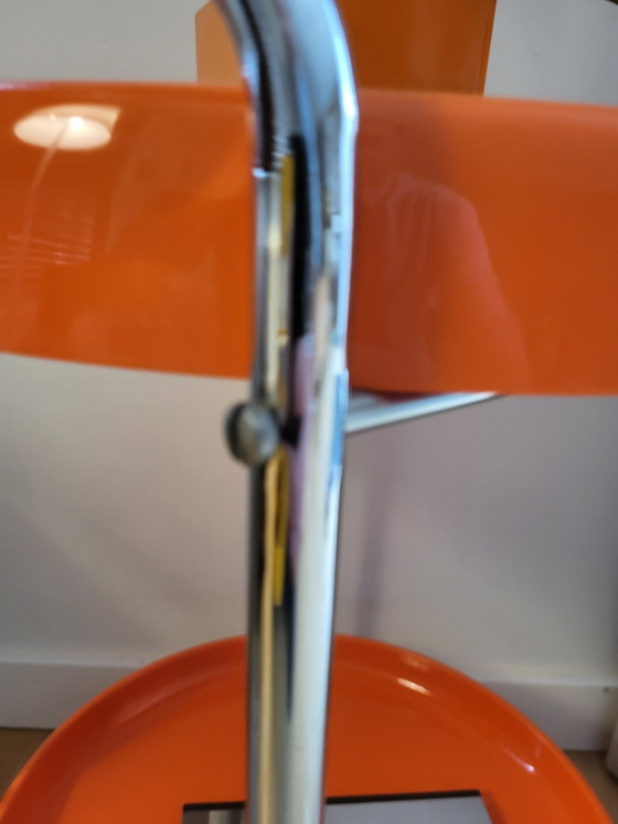 Image 1 of Space Age Trolley Of Serveerwagen, Oranje, Kunststof En Chroom, Jaren 70