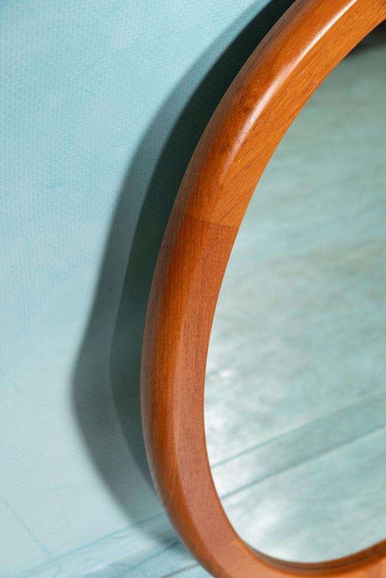 Image 1 of Vintage Deens design XL spiegel teak, Oval Silkeborg mirror