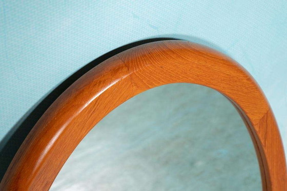 Image 1 of Vintage Deens design XL spiegel teak, Oval Silkeborg mirror