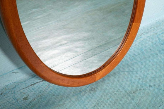 Image 1 of Vintage Deens design XL spiegel teak, Oval Silkeborg mirror