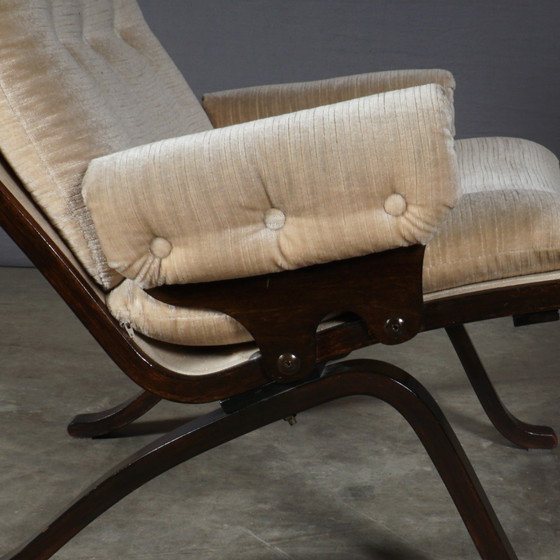 Image 1 of Midcentury Loungefauteuil – Velours - Jaren 70