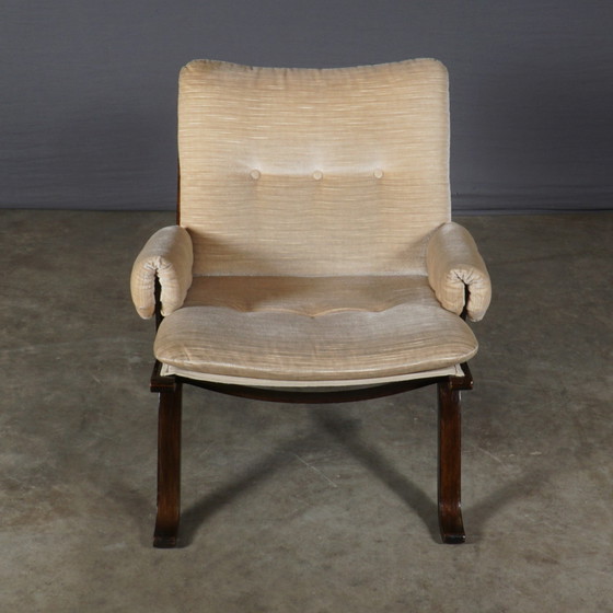 Image 1 of Midcentury Loungefauteuil – Velours - Jaren 70