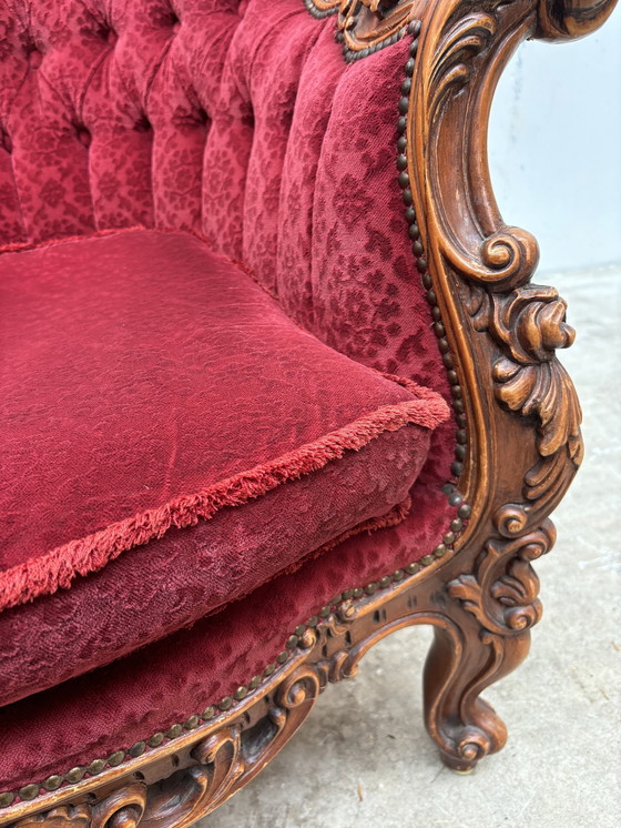 Image 1 of Barok Fauteuil Antiek Bordeaux Jacquard Velours