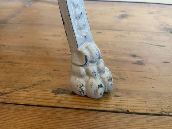 Image 1 of Bijzettafel Queridon Gietijzer  Met Houten Blad Frans Vintage