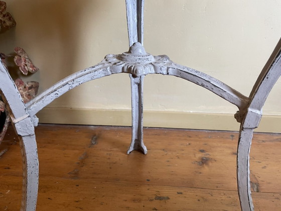 Image 1 of Bijzettafel Queridon Gietijzer  Met Houten Blad Frans Vintage