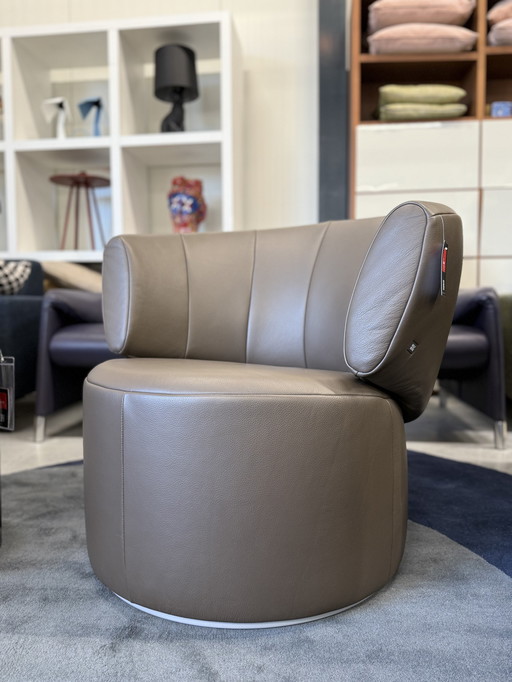 Rolf Benz 684 Draai Fauteuil Grijs Bruin Leer 