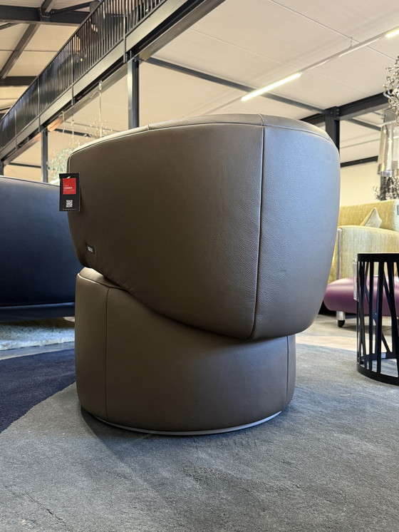 Image 1 of Rolf Benz 684 Draai Fauteuil Grijs Bruin Leer 