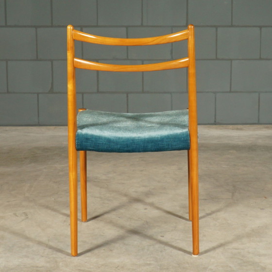 Image 1 of Set Van 6 Vintage Eetkamerstoelen – Teakhout – Velours – Jaren 70