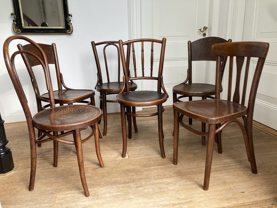 Image 1 of 6X Thonet En Andere Bentwood Stoelen