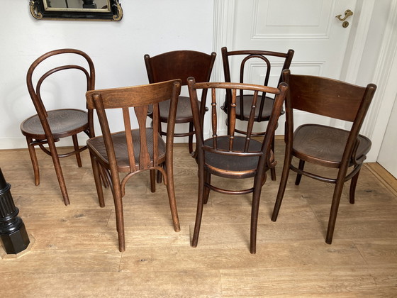 Image 1 of 6X Thonet En Andere Bentwood Stoelen