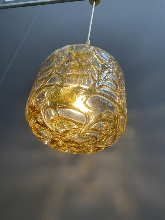 Image 1 of Amberkleurige Doria Leuchten hanglamp 1960