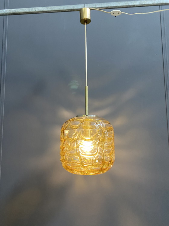 Image 1 of Amberkleurige Doria Leuchten hanglamp 1960