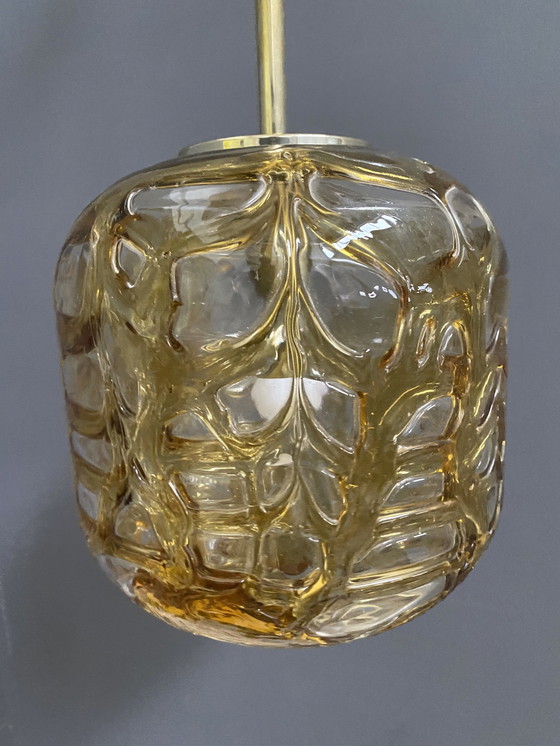 Image 1 of Amberkleurige Doria Leuchten hanglamp 1960