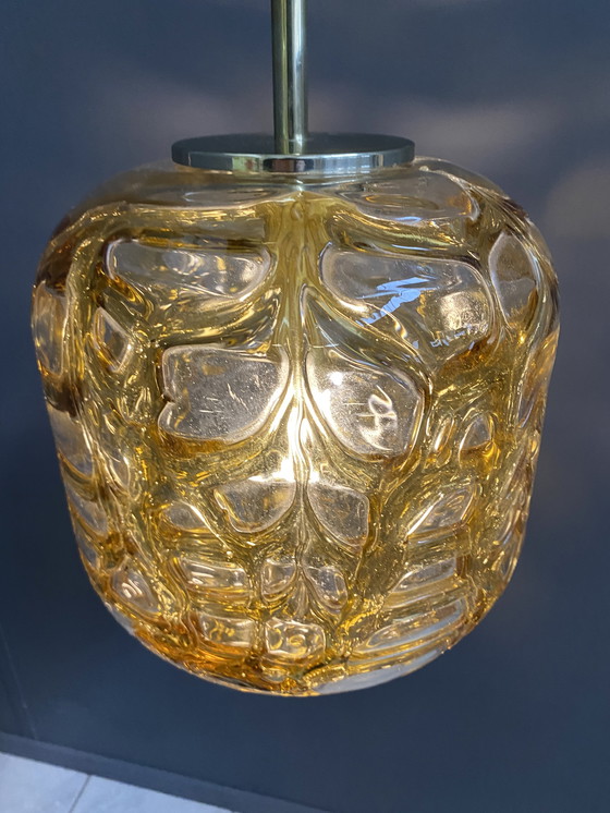 Image 1 of Amberkleurige Doria Leuchten hanglamp 1960